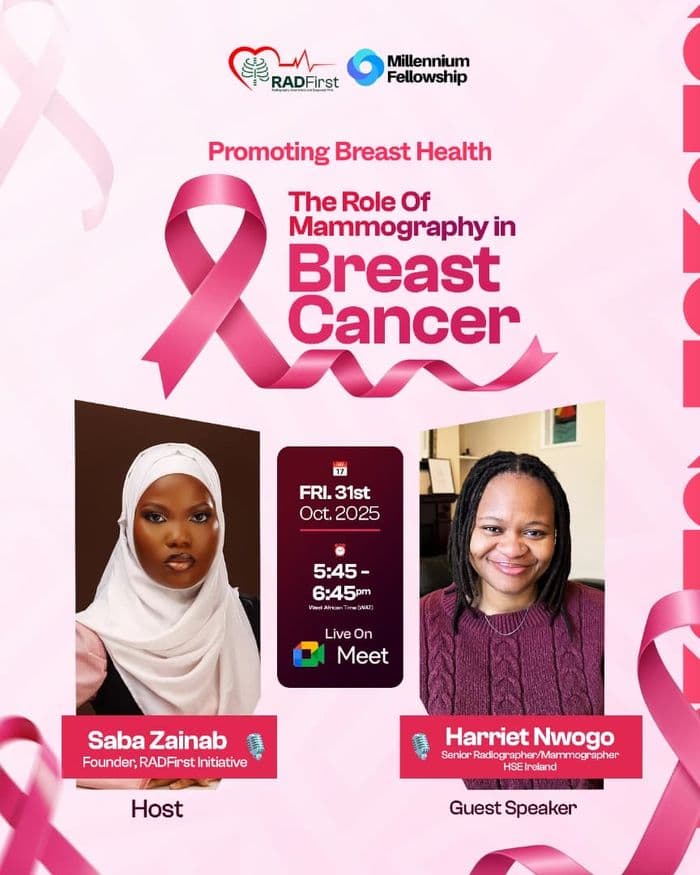 Poster for the Health Connect breast-health webinar